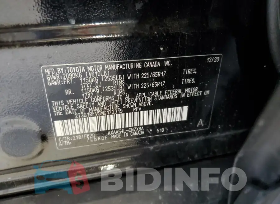 2T3G1RFV5MC172319 Photo# 13