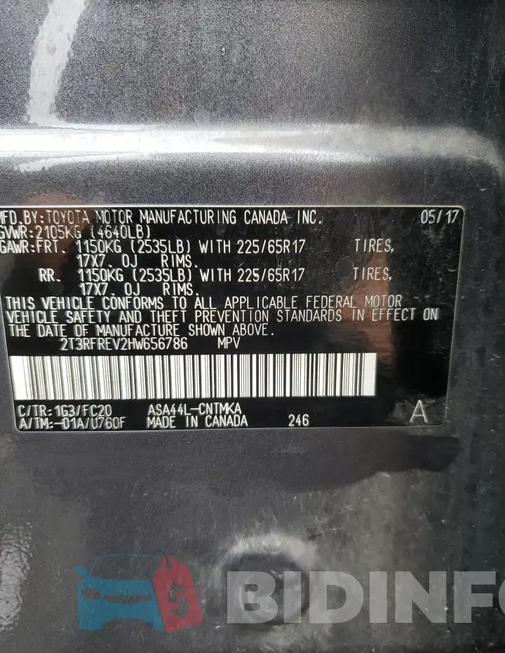 2T3RFREV2HW656786 Photo# 14