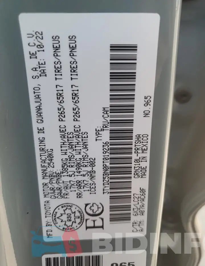 3TYDZ5BN0PT019236 Photo# 12