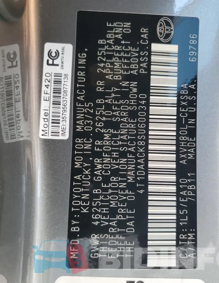 4T1DAACK8SU600340 Photo# 12