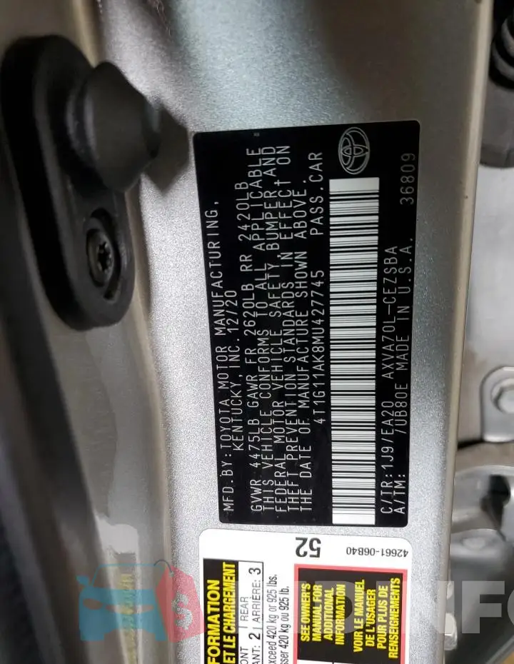 4T1G11AK8MU427745 Photo# 12
