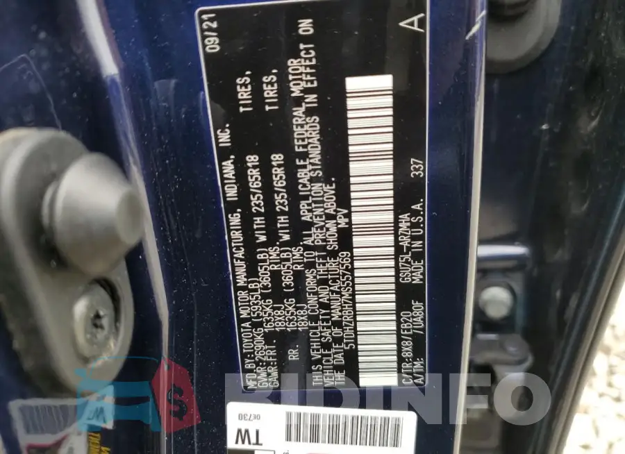 5TDHZRBH7MS557569 Photo# 13