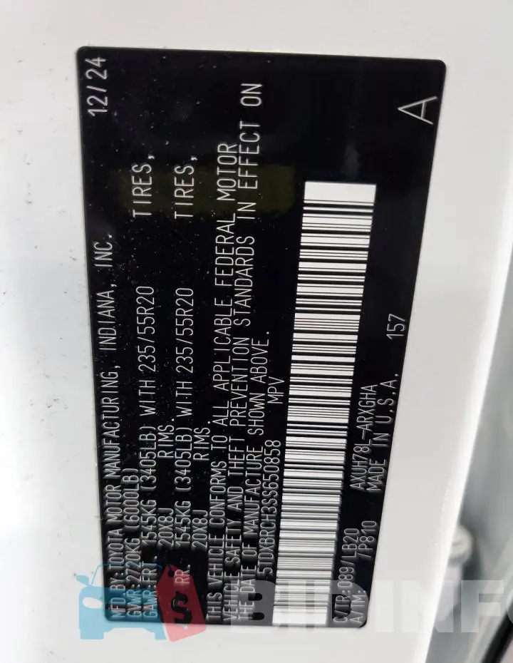 5TDXBRCH3SS650858 Photo# 14