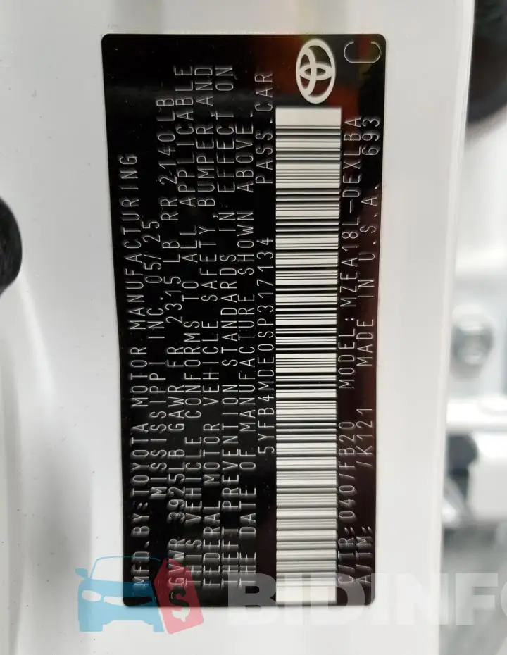 5YFB4MDE0SP317134 Photo# 12