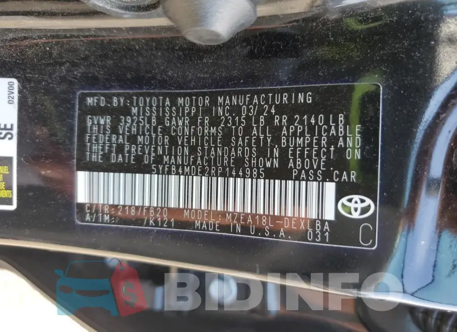 5YFB4MDE2RP144985 Photo# 12