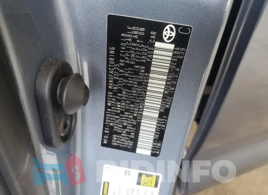 5YFB4MDE5SP277858 Photo# 12