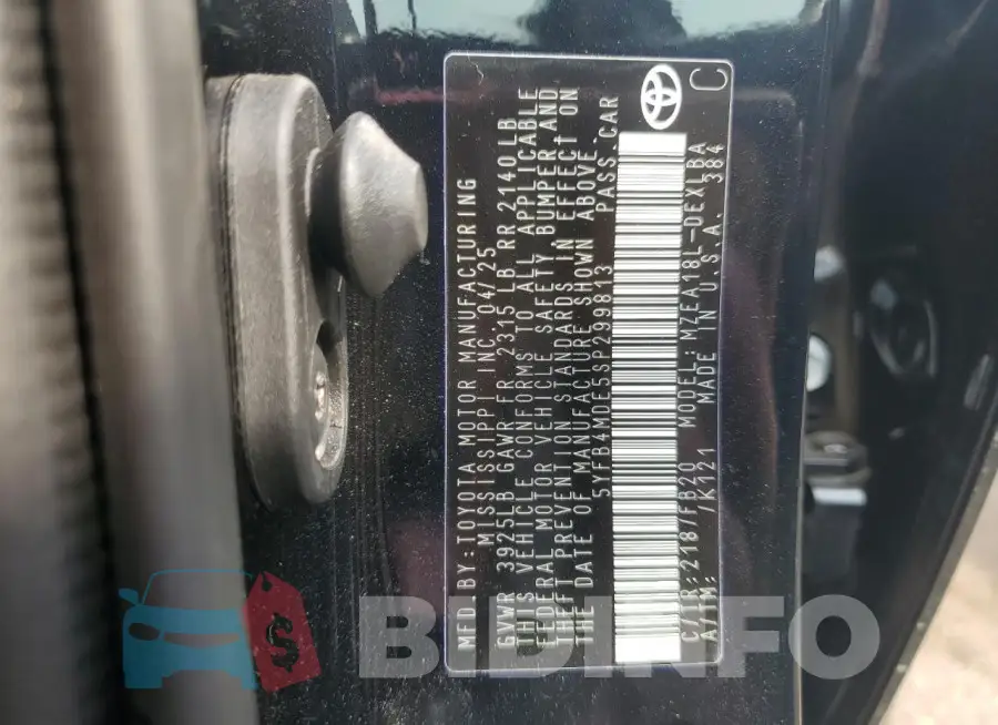 5YFB4MDE5SP299813 Photo# 13