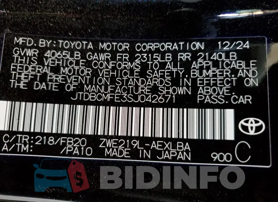 JTDBCMFE3SJ042671 Photo# 12