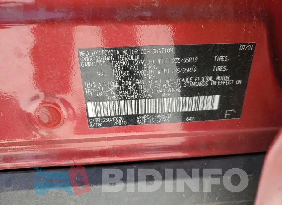 JTMEB3FV5MD055935 Photo# 13