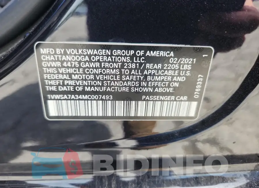 1VWSA7A34MC007493 Photo# 12