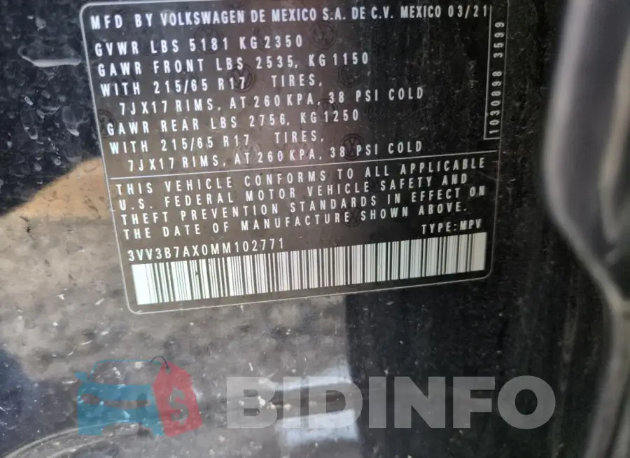 3VV3B7AX0MM102771 Photo# 12