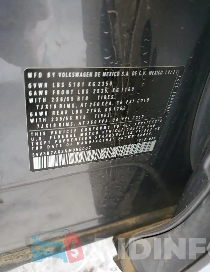 3VV3B7AX3NM058007 Photo# 14