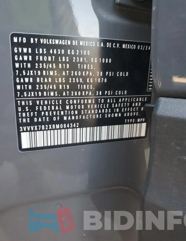 3VVVX7B2XRM064342 Photo# 13
