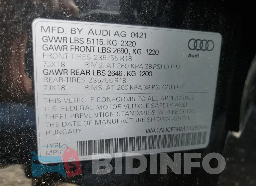 WA1AUCF38M1129044 Photo# 13
