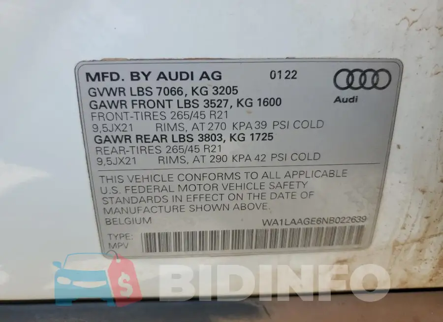 WA1LAAGE6NB022639 Photo# 13