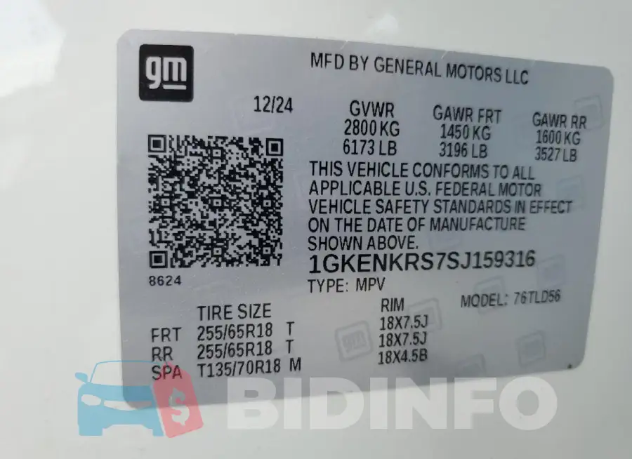 1GKENKRS7SJ159316 Photo# 14