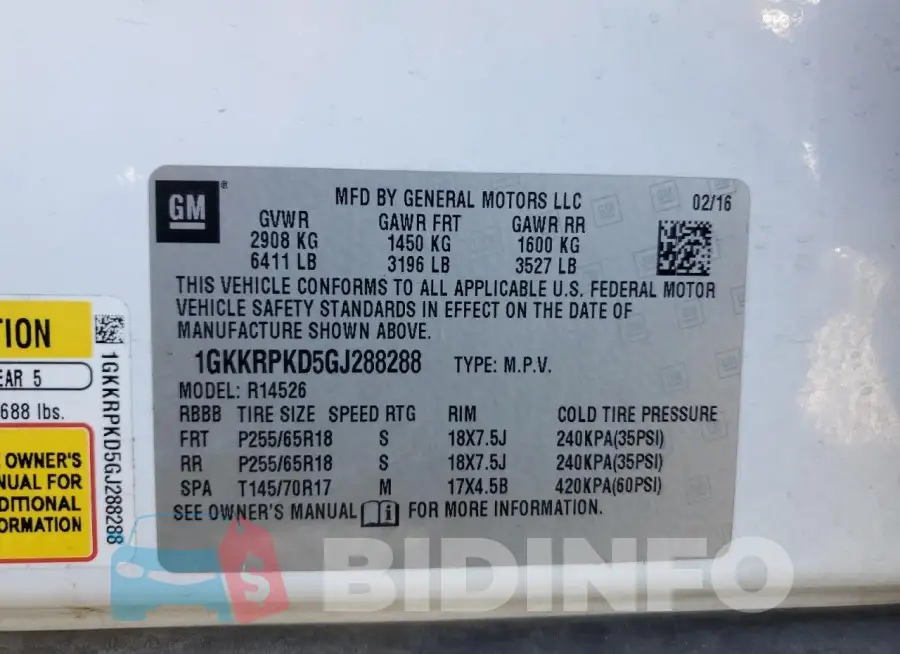 1GKKRPKD5GJ288288 Photo# 13