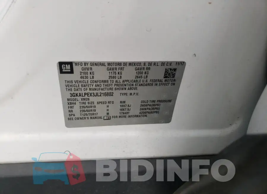 3GKALPEX3JL216802 Photo# 12
