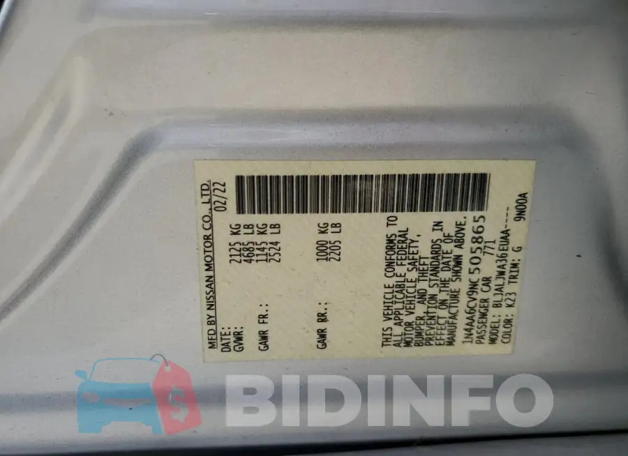 1N4AA6CV9NC505865 Photo# 12