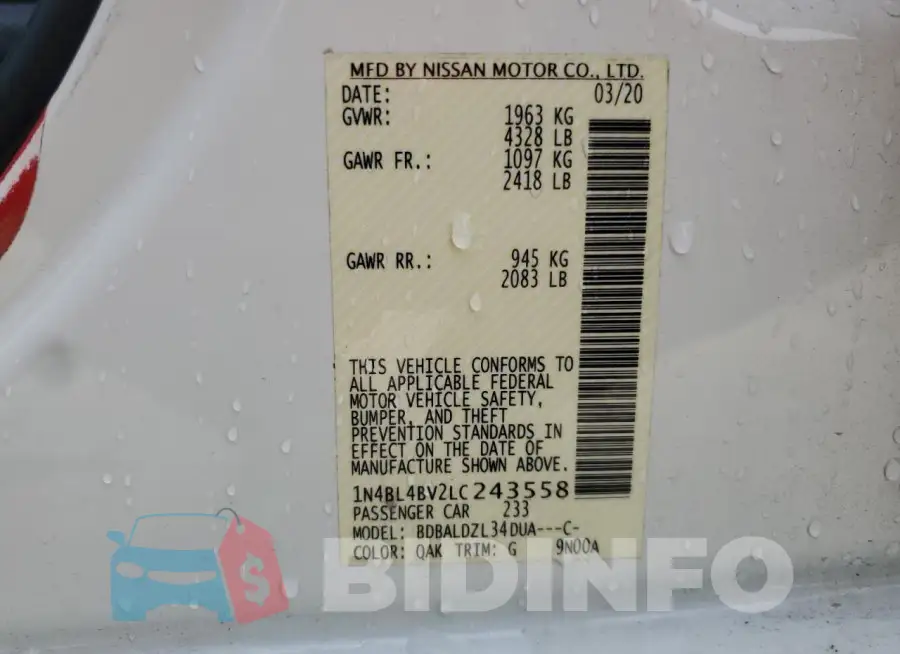 1N4BL4BV2LC243558 Photo# 13