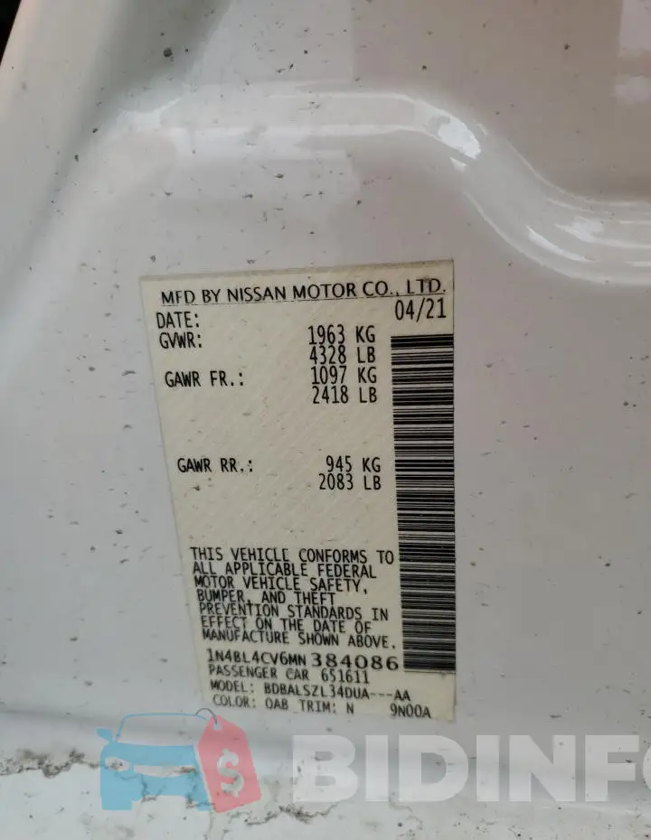 1N4BL4CV6MN384086 Photo# 12