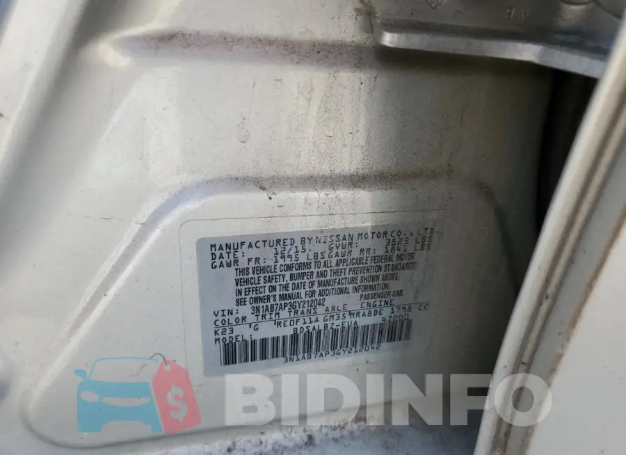 3N1AB7AP3GY212042 Photo# 12