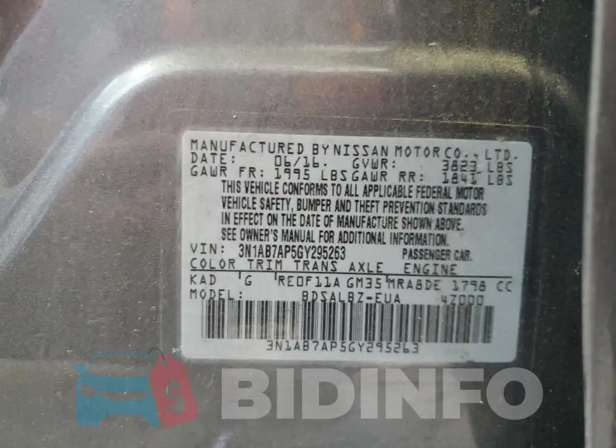 3N1AB7AP5GY295263 Photo# 12