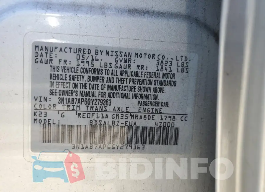 3N1AB7AP6GY279363 Photo# 12