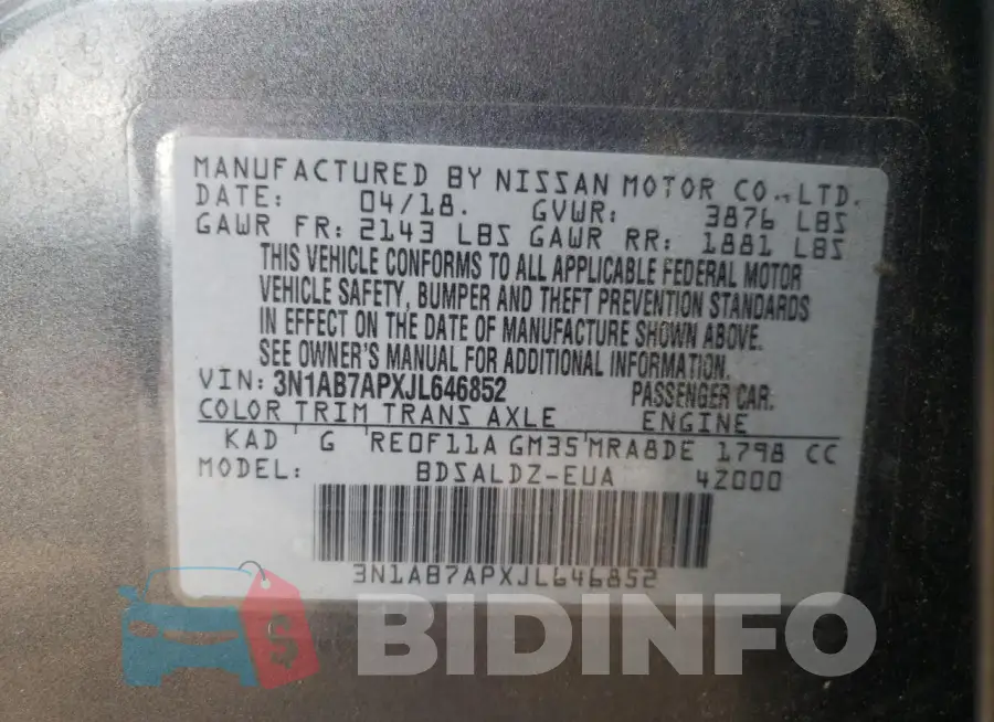 3N1AB7APXJL646852 Photo# 12