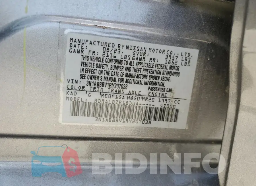 3N1AB8BV1RY207038 Photo# 12