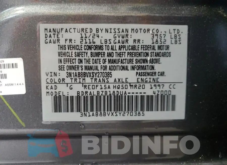 3N1AB8BVXSY270385 Photo# 12