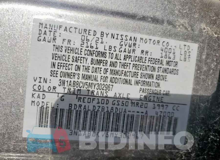 3N1AB8CV5MY302967 Photo# 12