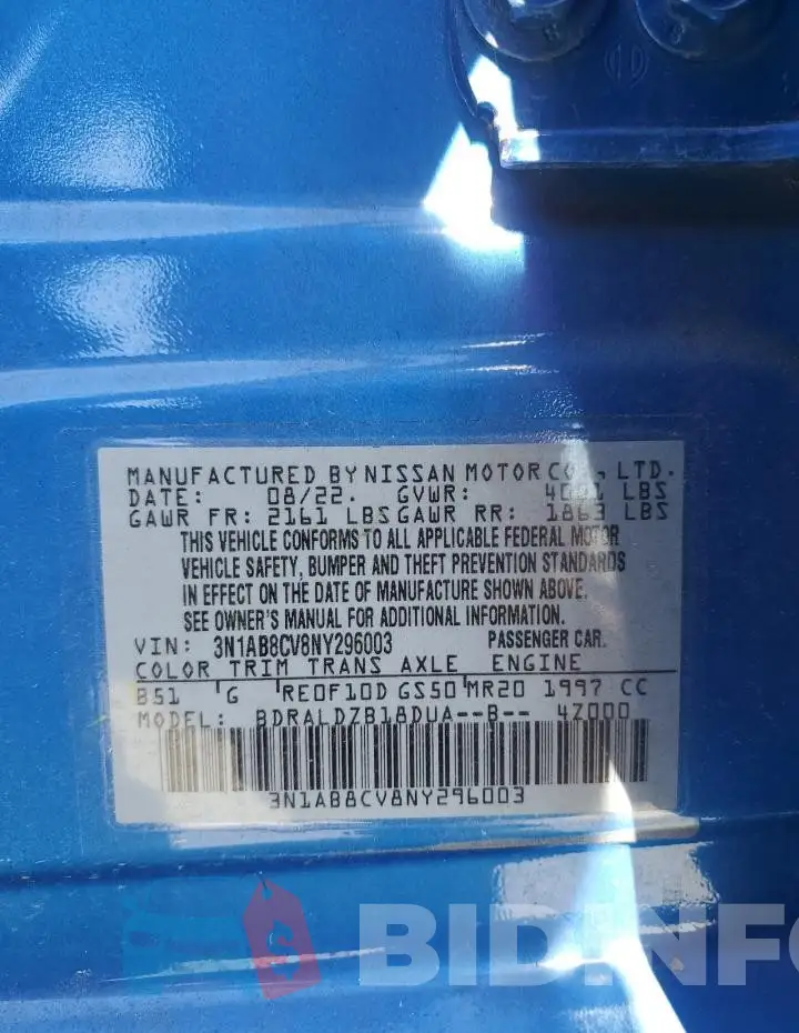 3N1AB8CV8NY296003 Photo# 13