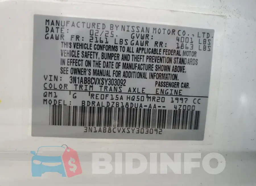 3N1AB8CVXSY303092 Photo# 12