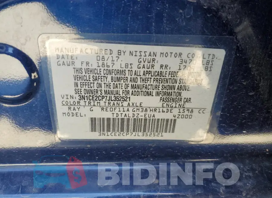 3N1CE2CP7JL352521 Photo# 13