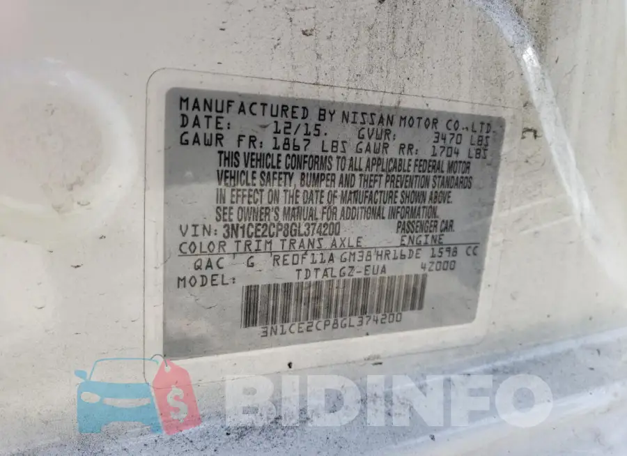 3N1CE2CP8GL374200 Photo# 12