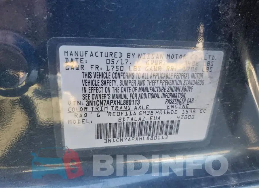 3N1CN7APXHL880113 Photo# 13