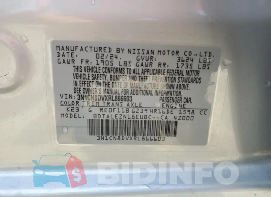 3N1CN8DVXRL866603 Photo# 12