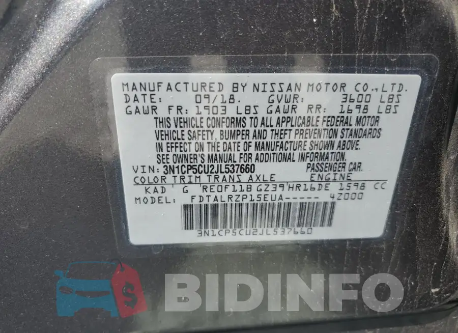 3N1CP5CU2JL537660 Photo# 13