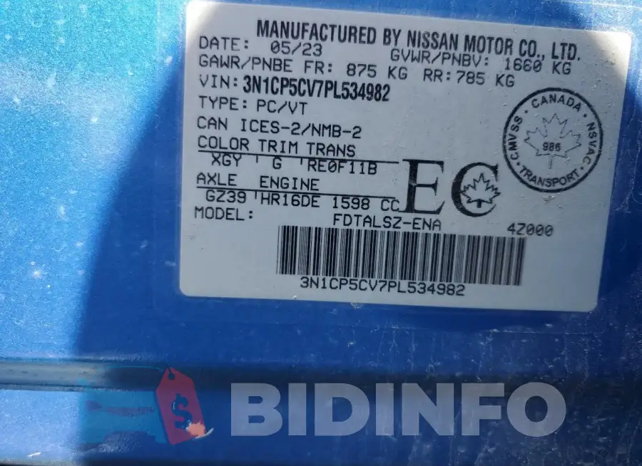3N1CP5CV7PL534982 Photo# 14