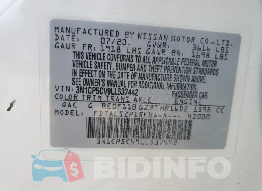 3N1CP5CV9LL537442 Photo# 14