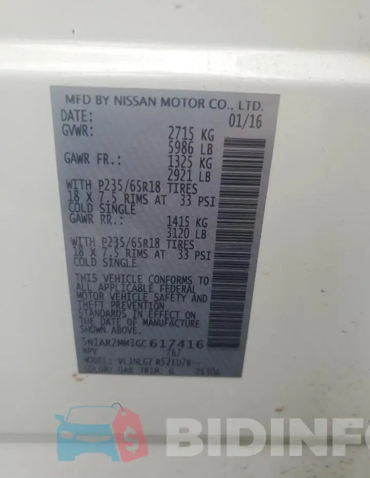 5N1AR2MM3GC617416 Photo# 13
