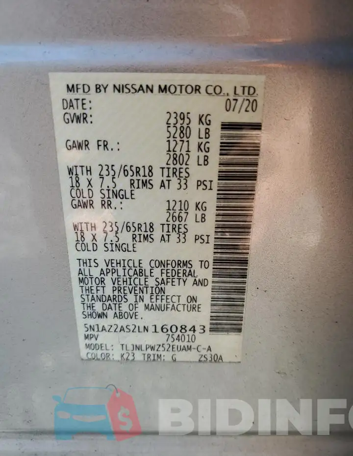 5N1AZ2AS2LN160843 Photo# 13