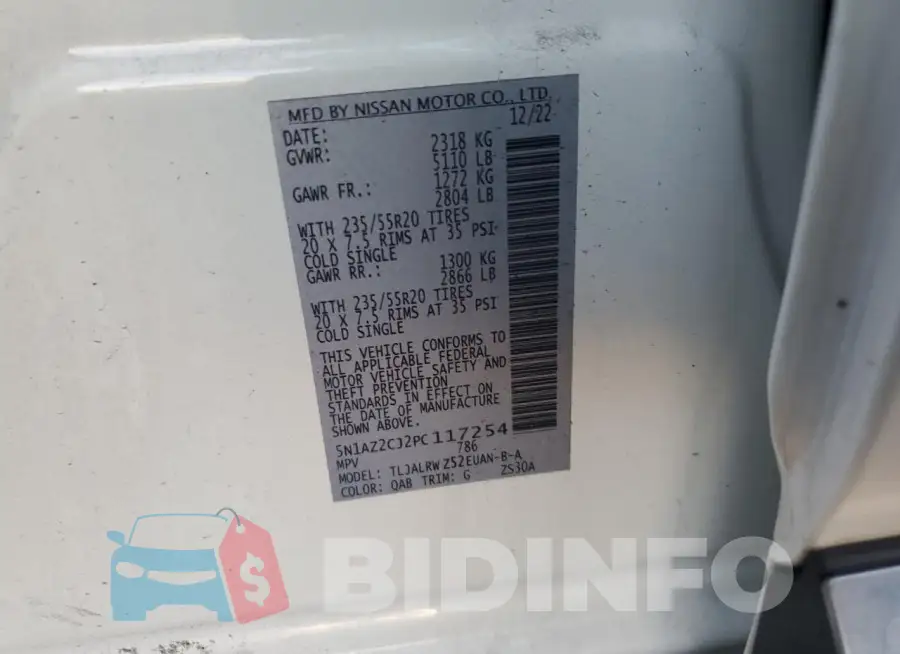 5N1AZ2CJ2PC117254 Photo# 14