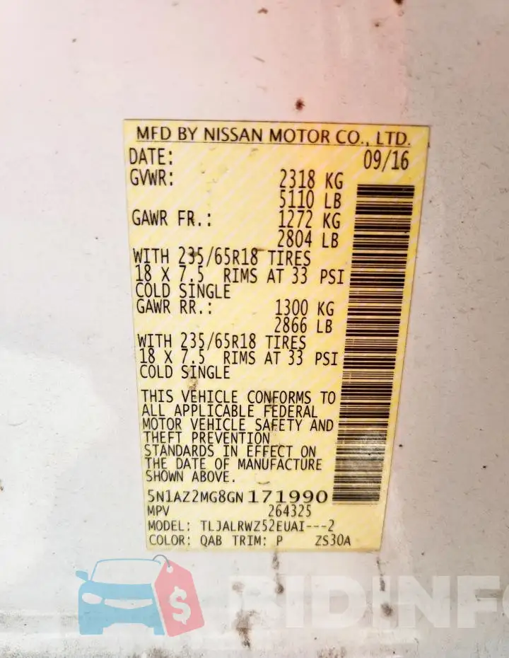 5N1AZ2MG8GN171990 Photo# 13