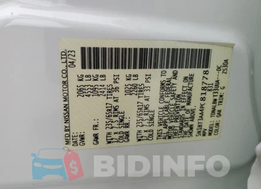 5N1BT3AA4PC818778 Photo# 13