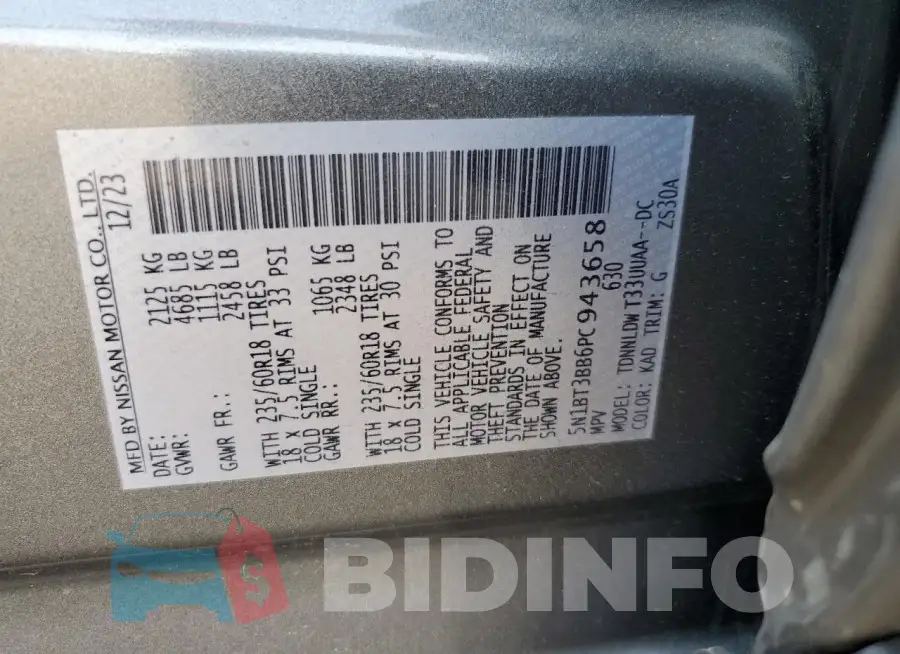 5N1BT3BB6PC943658 Photo# 13