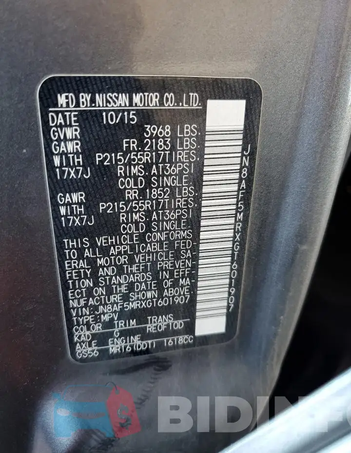 JN8AF5MRXGT601907 Photo# 12