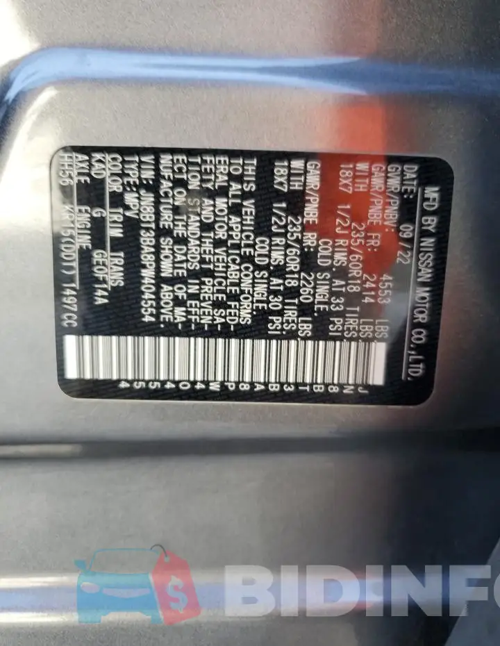 JN8BT3BA8PW404554 Photo# 14