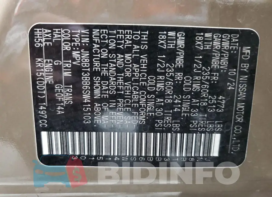 JN8BT3BB6SW415103 Photo# 13